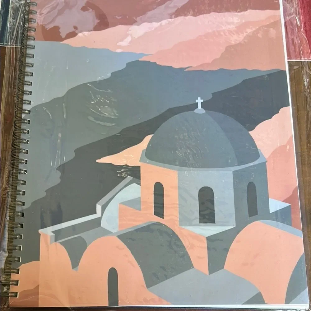 Elyse Breanne Santorini Gray and Pink Spiral Notebook new